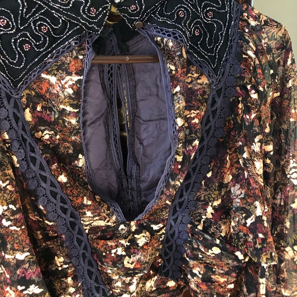 Free People Purple Floral Embroidered Blouse - Picture 5 of 6